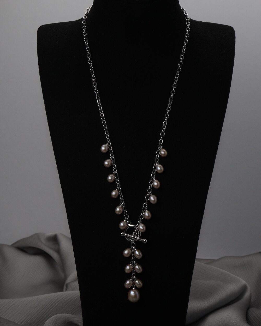 Sterling Silver Pink Pearl Lariat Necklace 16G / 20in